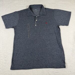 Simply Southern Outfitters Medium Mens Heathered Blue Polo Shirt Red Dog Logo